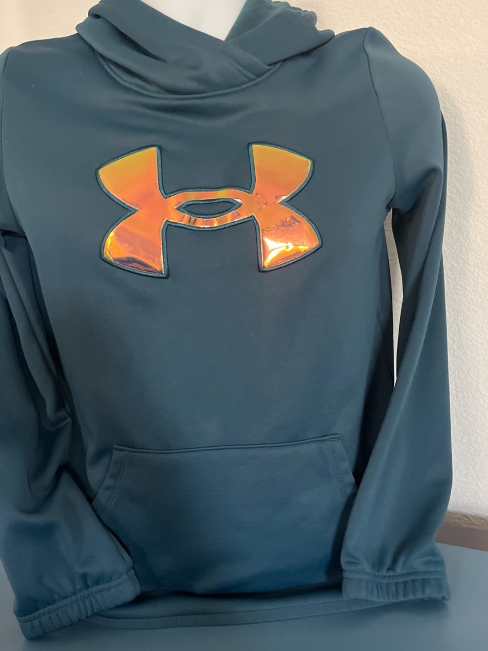 Boys Under Armour Kids' Teal Hoodie with Iridescent Logo
